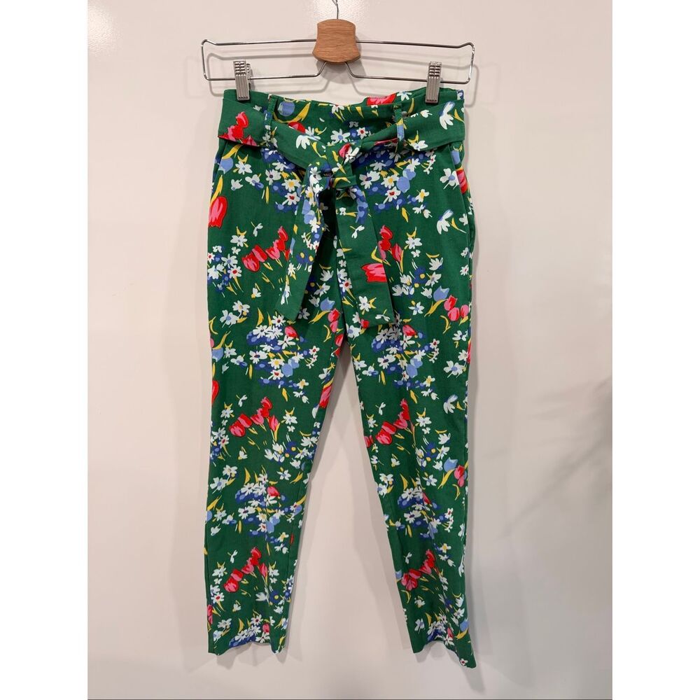 Jules & Leopold Floral Tie Waist Pants XS‎ Green